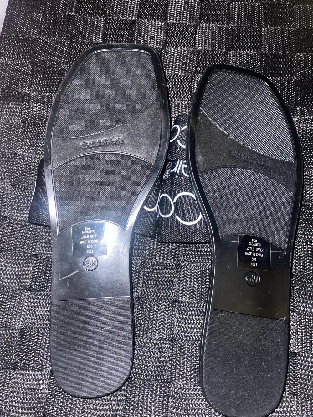 Calvin Klein Black Slide Sandals with White Logo Strap - Picture 4 of 4